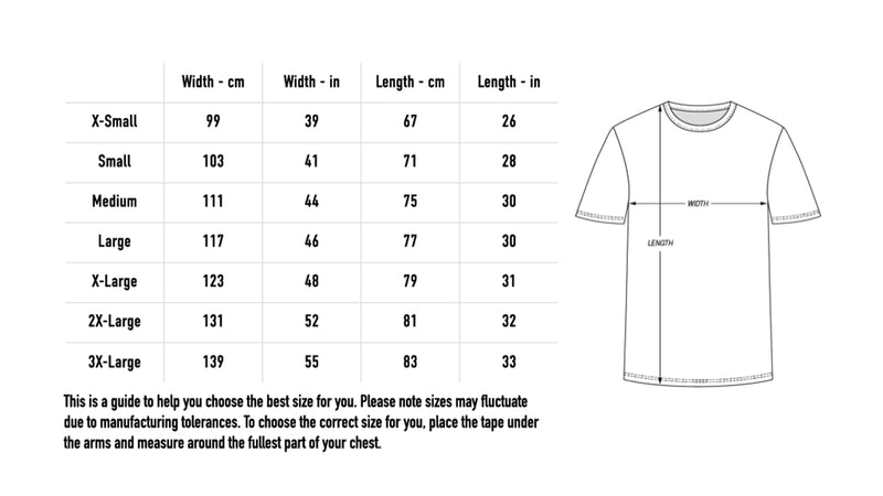 Size chart for T-Shirt Creme